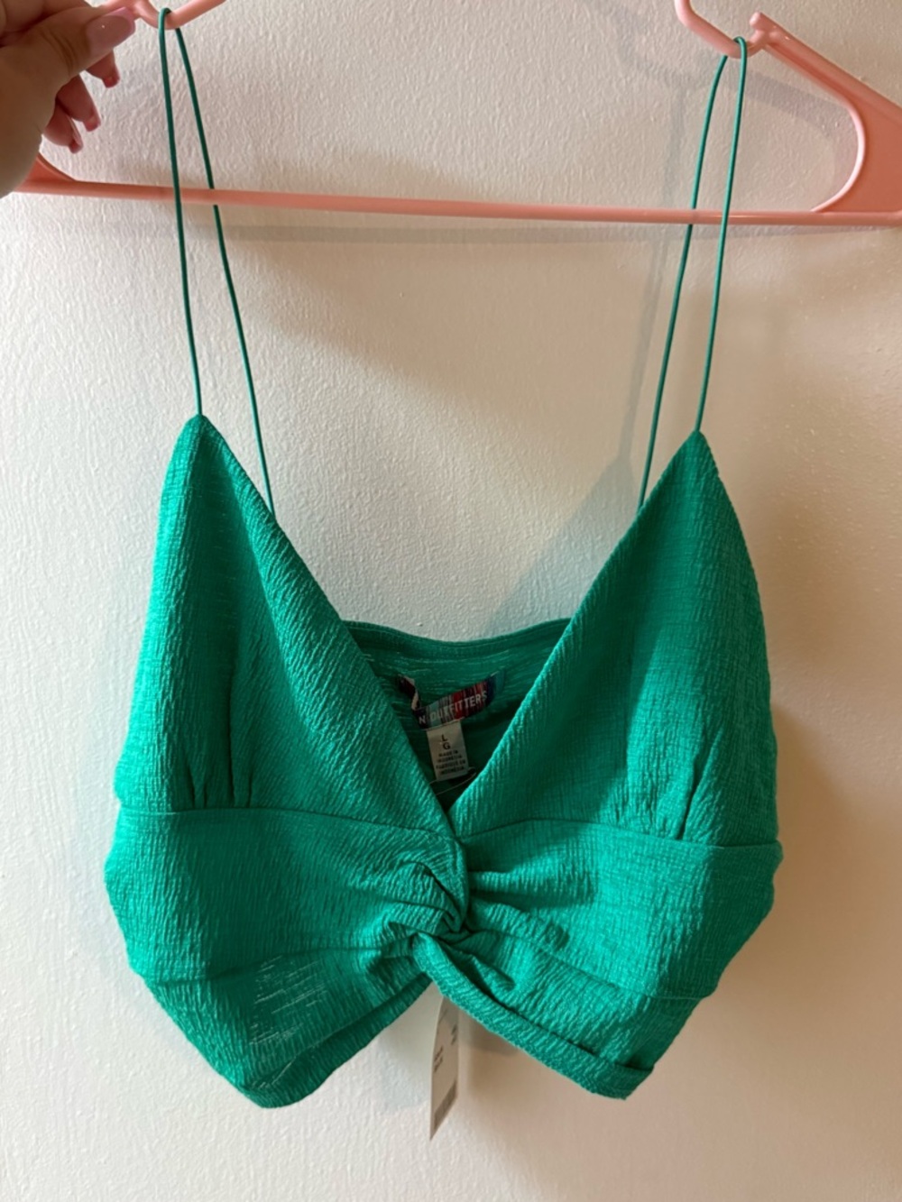 NWT Urban outfitters Green Twist-Front Spaghetti Strap Crop Top